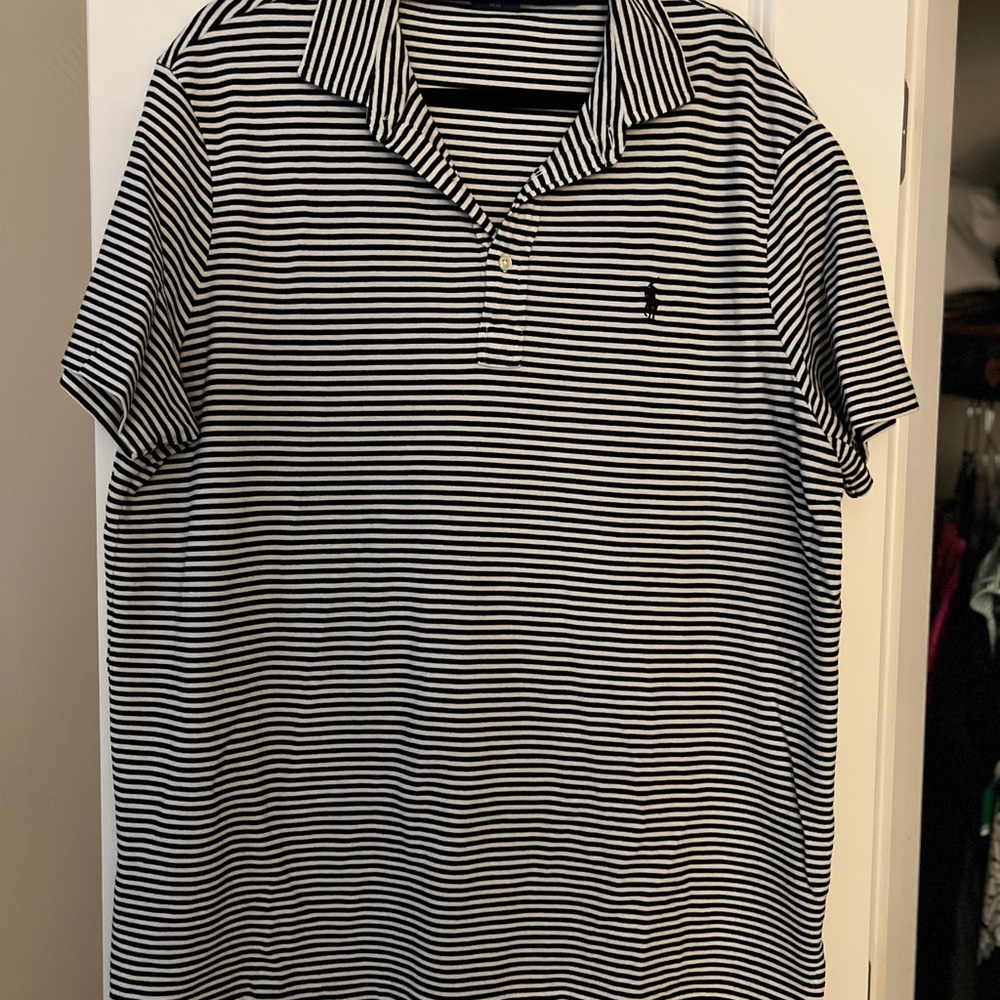 Ralph Lauren Black and White Striped Polo